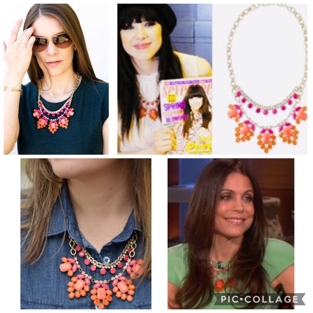 Stella & Dot | Spring Awakening Hot Pink & Vibrant Orange Statement Neck… - Picture 8 of 12
